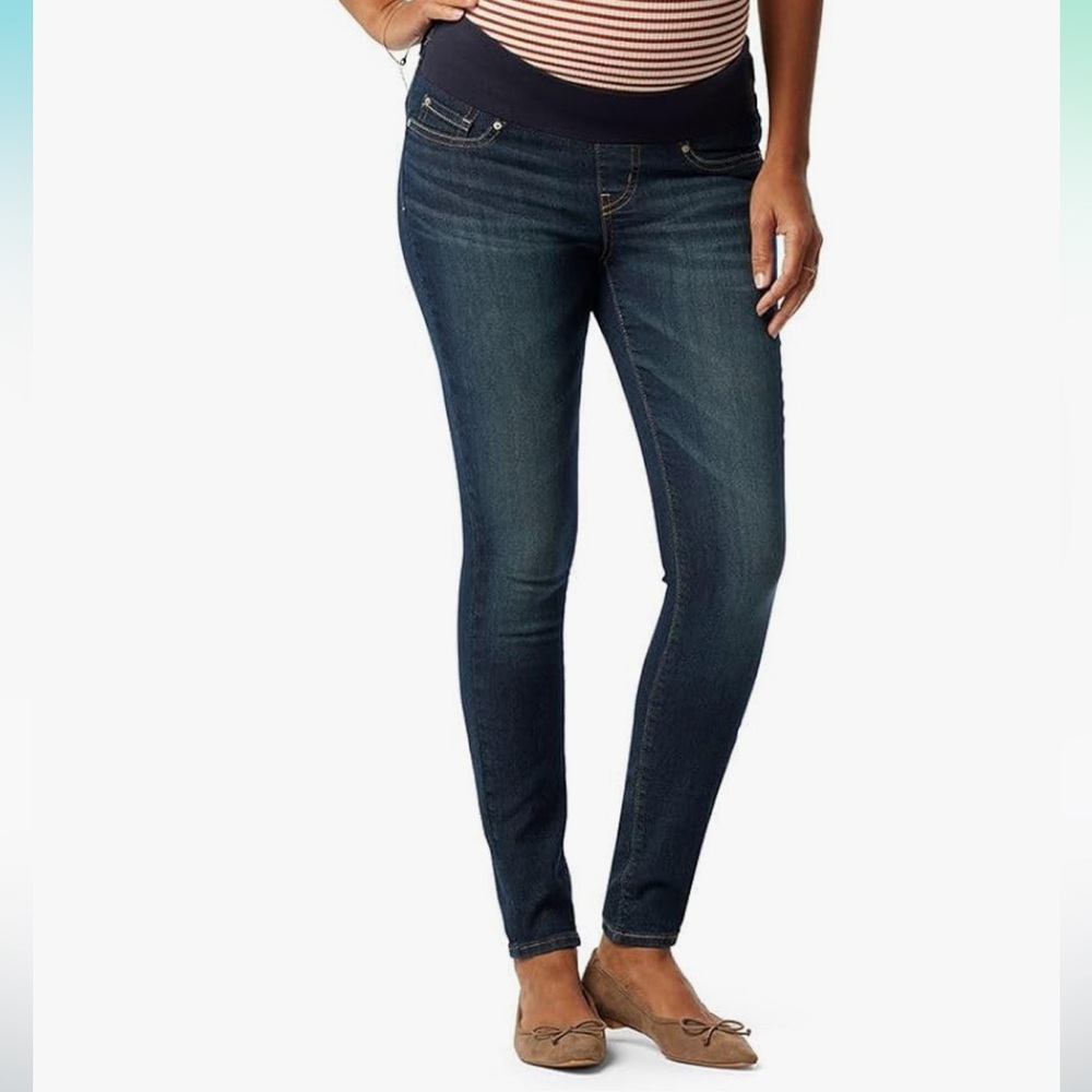 Signature by Levi Strauss Women's Dark Blue Skinny Maternity Jeans - Small
